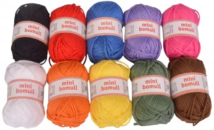 Järbo Minibomull Garnpakke 13 Grunnfarger 10g - 10 stk - Järbo Minibomull Garnpakke 13 Grunnfarger